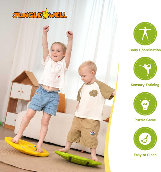 Wobble Balance Board for Kids β Yellow Frog Design with Maze Track & Balls | Dual-Sided Sensory Rocker Board | Non-Slip Tactile Surface | Supports Up to 200lbs | Perfect for Toddlers & Parent-Child Play