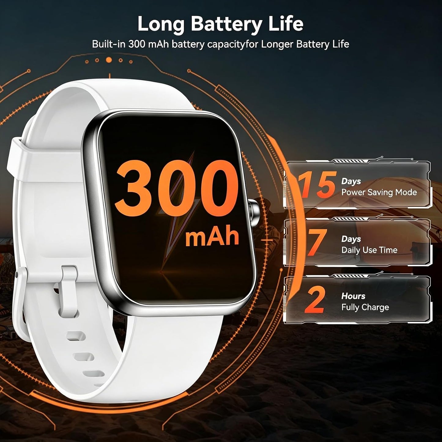 Smart Watch with Alexa Built-in, 1.83" HD Touchscreen Fitness Tracker, Bluetooth Notifications/Calls, IP68 Waterproof, 120+ Sport Modes, 24/7 Heart Rate & Sleep Monitor for iPhone Android iOS (White)