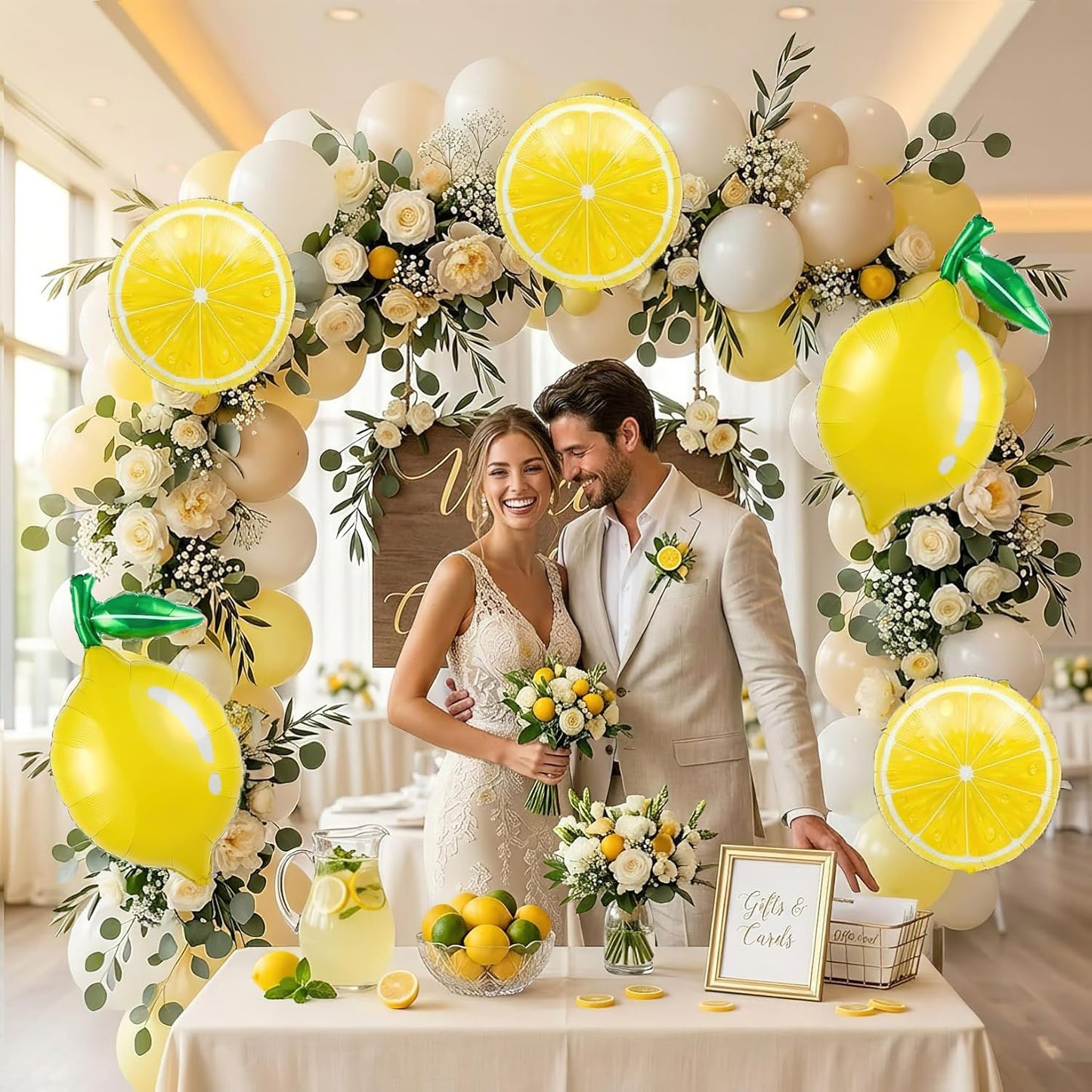 Lemon Foil Balloons Summer lemonade Set with Leaves for Amalfi Coast Wedding She Found Her Main Squeeze Bridal Shower Sweet Baby shower Lemonade Centerpiece Fruit Theme Birthday Party Decor