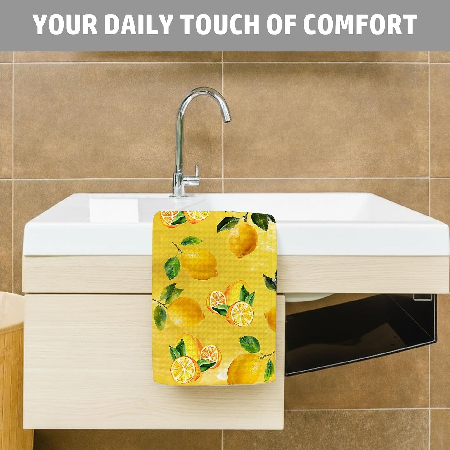 Lemon Kitchen Towels, Spring Dish Towels for Kitchen, 13.8 X 23.6 Inch Decorative Hand Tea Towel for Home Bathroom, Lemon Themed Decorations & Gifts, 20