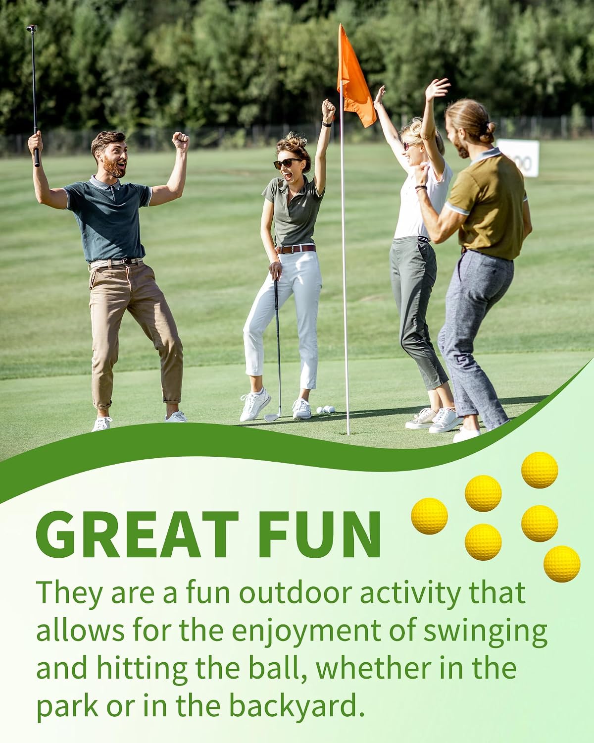 24 Pack Foam Golf Practice Balls,Practice Golf Balls for Backyard,Realistic Feel and Limited Flight Soft Golf Balls for Indoor or Outdoor Training