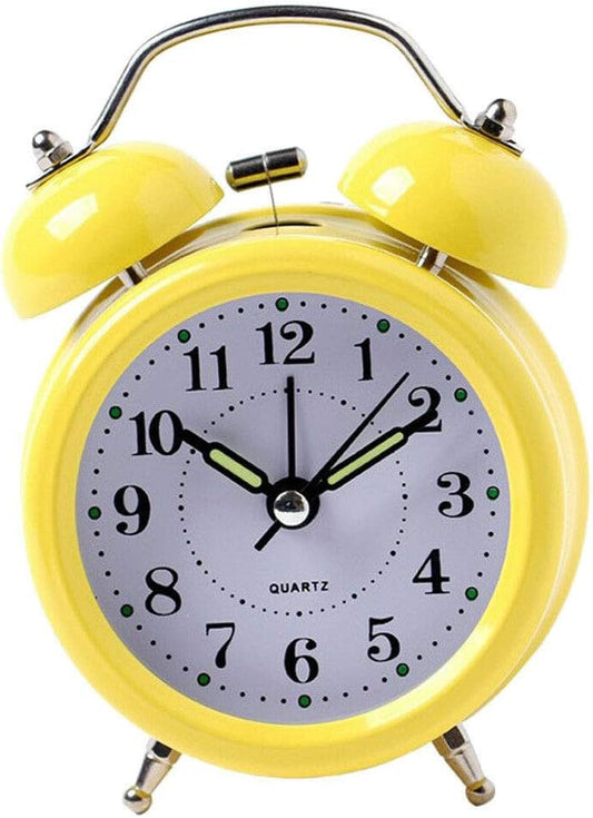 Home Decor Vintage Two Bell Study Alarm Clock Kids Bedside Desk Waking Up Clock Yellow