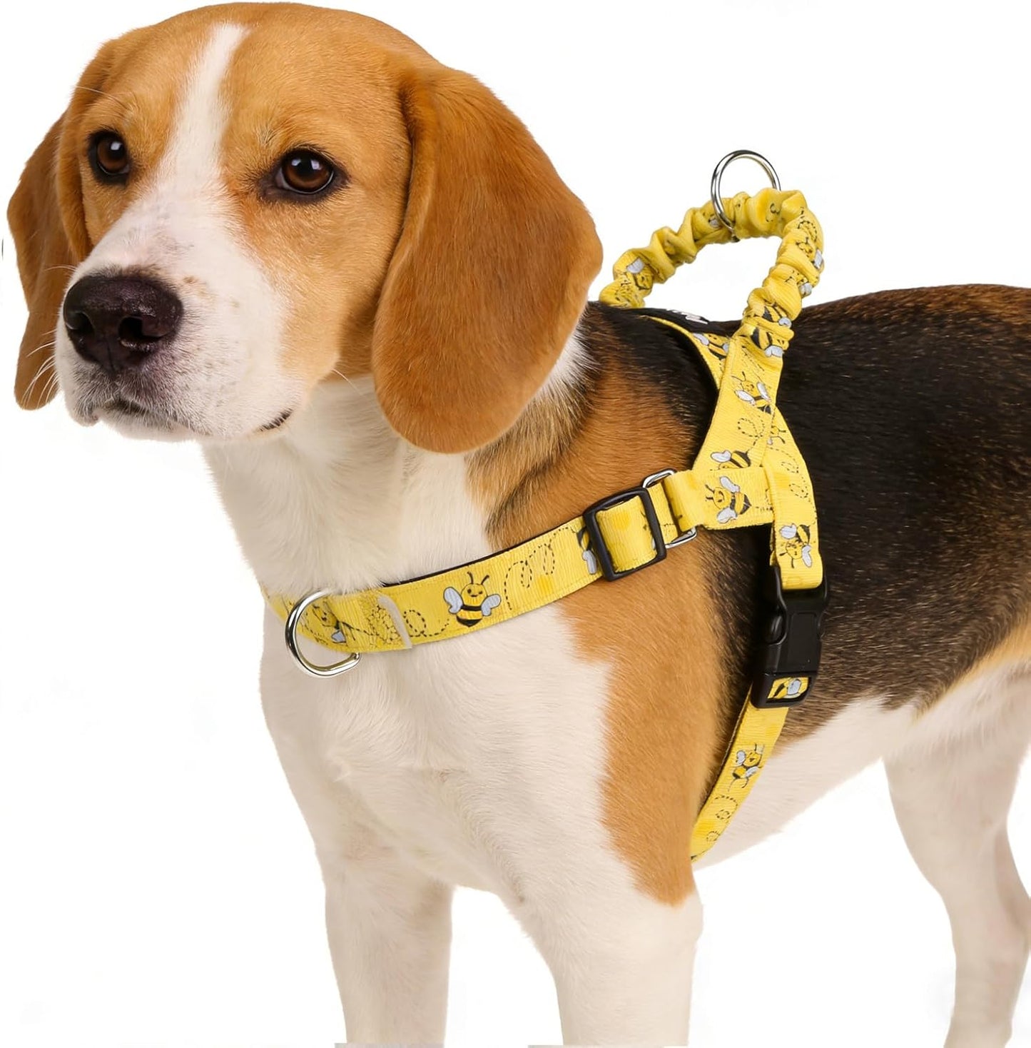 No Pull Dog Harness Small Sized Dog, Adjustable Reflective Pet Vest Harness with Bungee Handle, Escape Proof No Choke Harness for Small Dogs Walking Training, Yellow Bee M