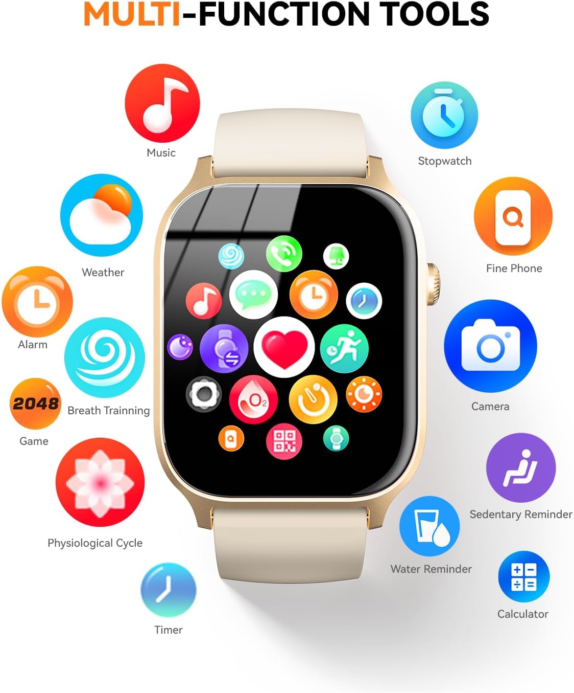 Smart Watches for Women Men, Fitness Tracker Watch with 110 Sports Modes, Step Counter/Sleep Monitor/Pedometer, IP68 Waterproof, Bluetooth Call & Music Control Smartwatch for iPhone/Android,Gold