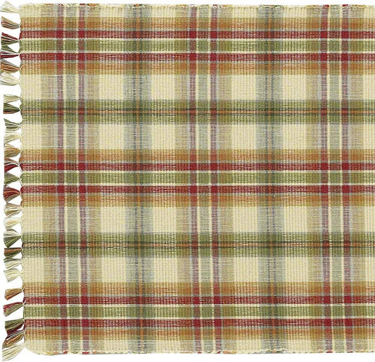 Lemon Pepper Table Runner, 13 x 36 | Cotton | Rustic Red, Olive & Mustard Plaid | Protective Farmhouse Table Decor Accent