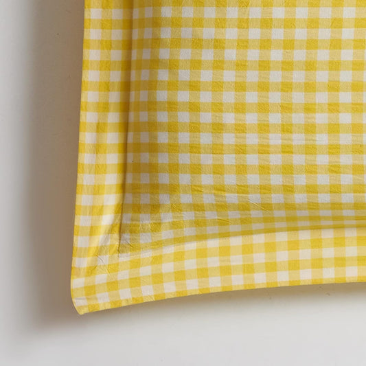 100% Cotton Pillowcases – Pack of 2, Breathable Checkered Pattern, Standard Size, Envelope Closure, Soft & Durable- Sunflower Yellow
