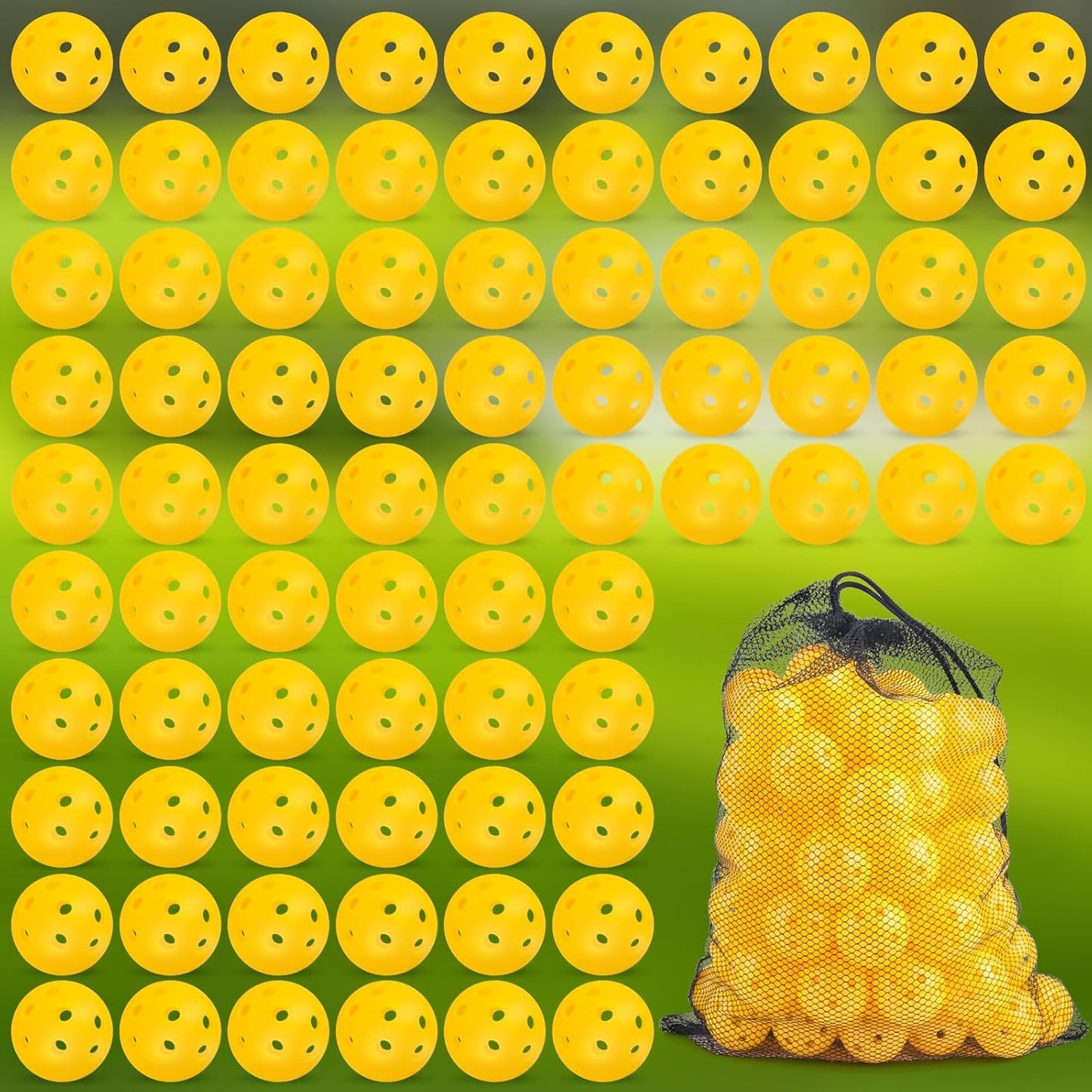 100 Pack Practice Golf Balls Limited Fligh 42mm Golf Balls Practice Training Golf Balls Airflow Hollow Ball for Women Men Indoor Outdoor Backyard Swing Practice Driving (Yellow)