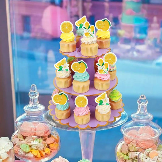 40Pcs Edible Lemon Cupcake Toppers Cute Lemons Fruit Cupcake Picks for Fruits Theme Baby Shower Fruit Boys Girls Birthday Wedding Anniversary Party Cake Decorations