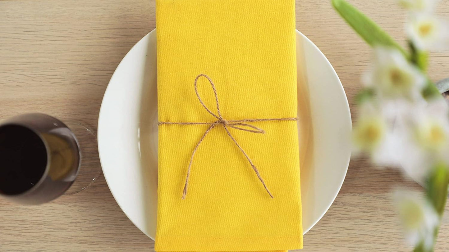 Cotton Yellow Cloth Napkins Set of 6 Solid Soft with Hemmed Edges Hotel Quality 18x18 inch Dinner Napkin Ideal for Everyday Use Dining, Table Decoration (18x18 Inches)