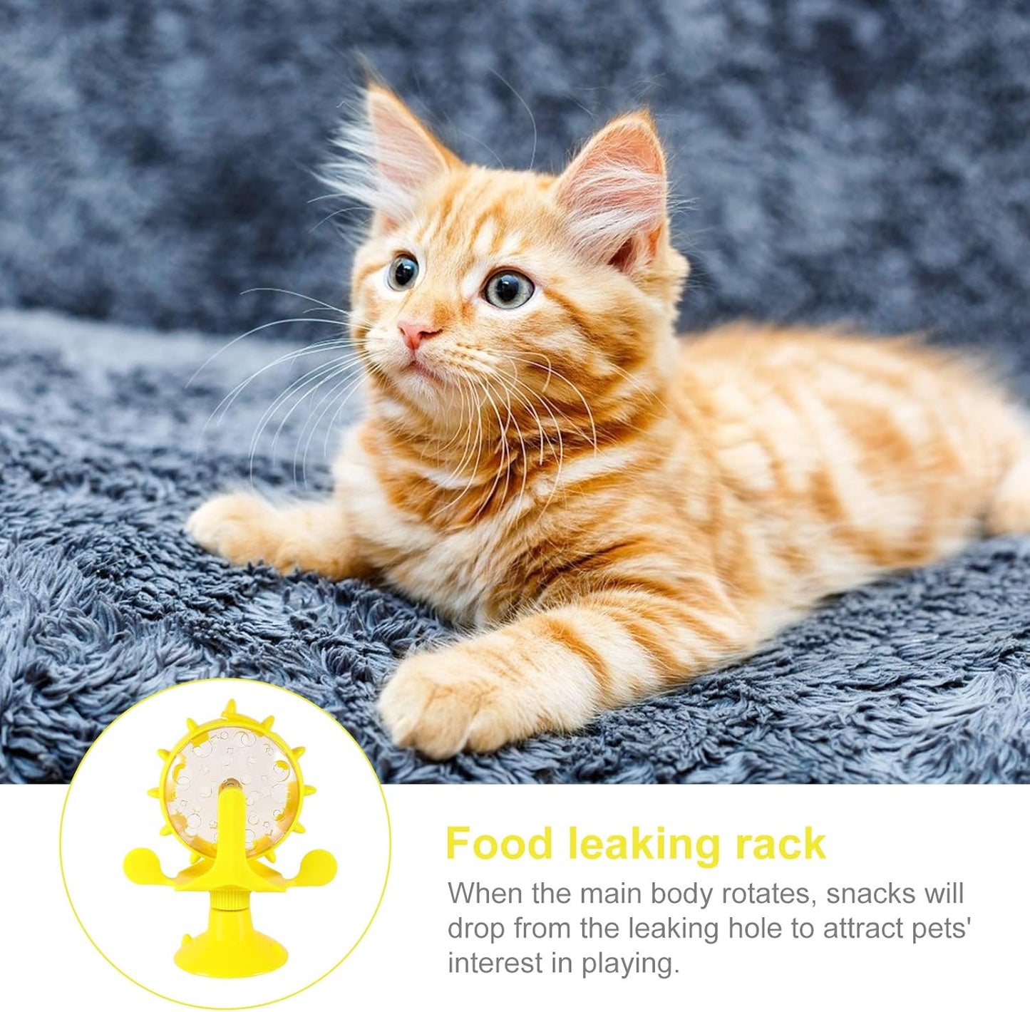 Windmill Cat Toy Feeder Rotating Treat Dispensing Toy for Cats Slow Food Dispenser Puzzle Feeder Interactive Pet to Slow Eating and Support Mental Stimulation 5.11 X 1.57 X 6.69 in