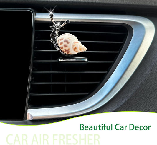 ORIESSE Snail Car Decor,Cute Car Air Freshener Vent Clip | Natural White Yellow Conch Shell Made Car Air Freshener Outlet Clip,Animal Car Accessories for Women,Refillable Car Diffusers