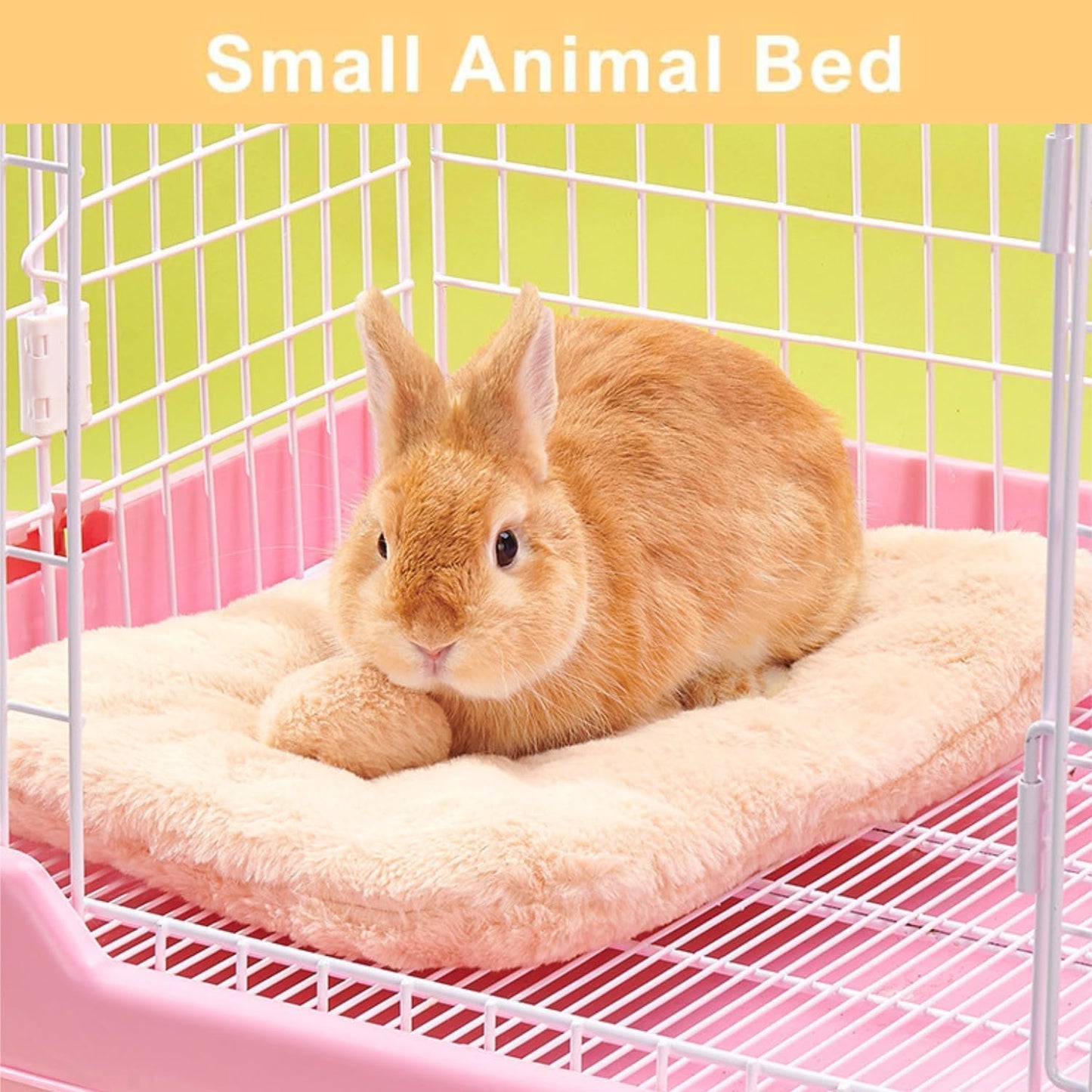 Rabbit Sleeping Mats Soft & Thick Fleece Plush Warm Mattress Blanket Washable Cage Bed Pad for Small Animal Bunny Guinea Pig Rabbit Ferrets Hamsters (Yellow)