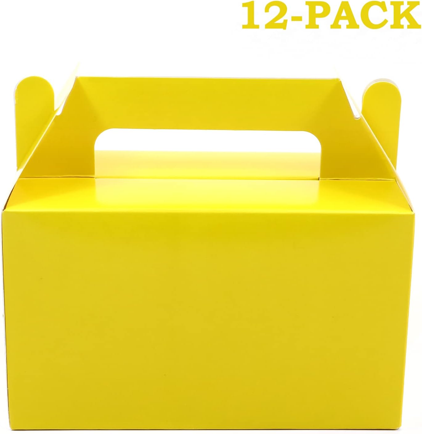 12Pcs Yellow Gable Gift Boxes,5.9'' Small Party Favor Treat Box, Goodie Box, Cookie Candy Box for Birthday Party, Baby Shower, Classroom Activity and Any Fun Occasion Decoration Supplies.