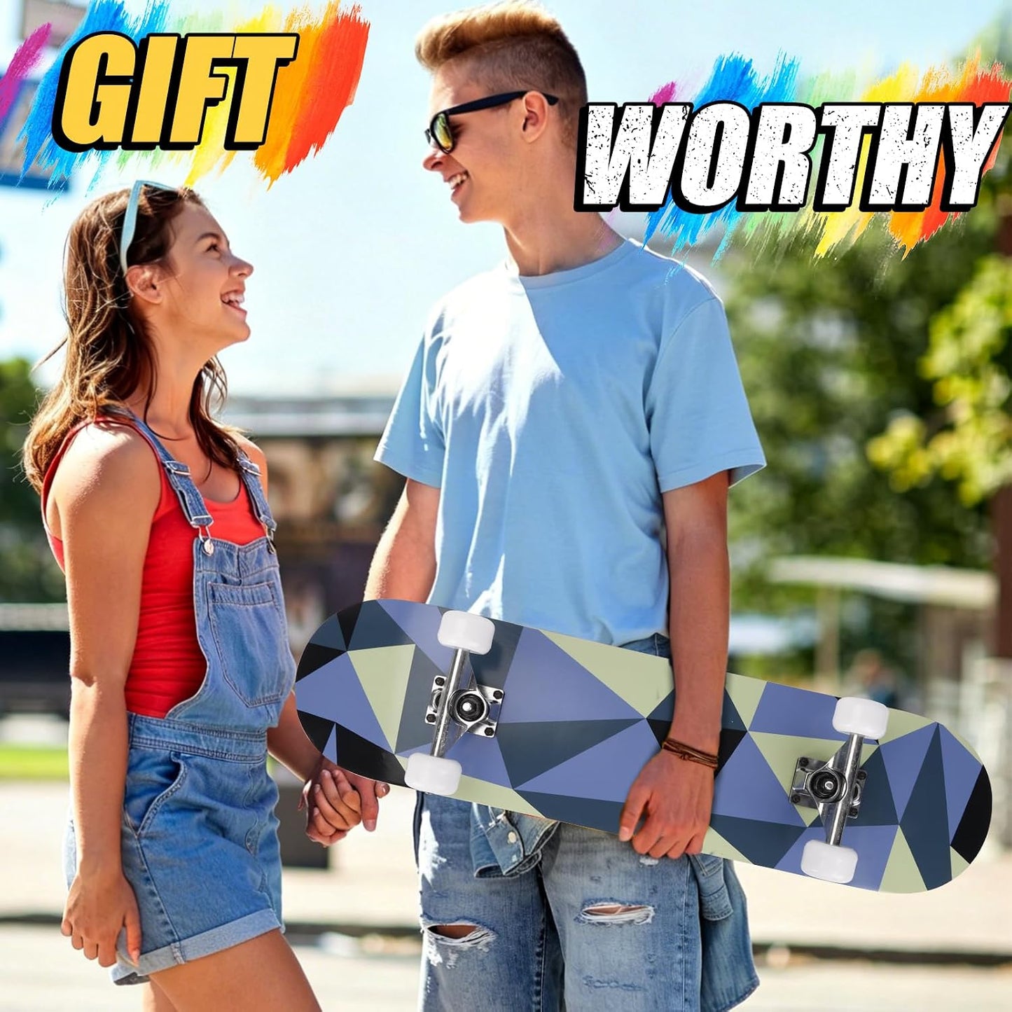 Skateboards for Beginners Adults Youths Teens Kids Girls Boys 31 Inch Pro Complete Skate Boards 7 Layer Canadian Maple Double Kick Concave Longboards