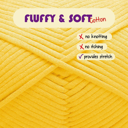 Soft Yarn for Crocheting – Crochet & Knitting Yarn, Beginner Yarn with Easy-to-See Stitches, 250 Yds Amigurumi Yarn, Cotton-Nylon Blend Tshirt Yarn for Crocheting, Worsted Weight Yarn 4, Bright Yellow