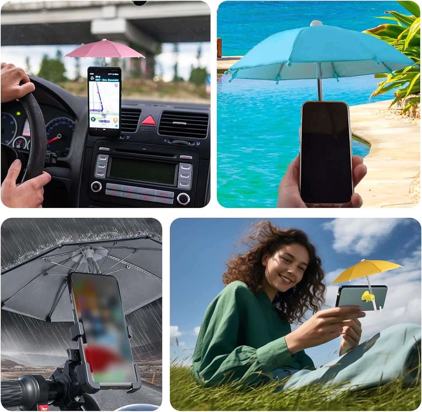 Phone Umbrella for Sun - Universal Adjustable Cute Stand With Piggy Suction Cup, Outdoor Anti-reflective Glare Blocking Cell Phone Sun Shade