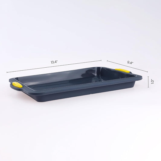 3 Packs Cake Pan Nonstick Silicone Baking Pan, Easy Release, Heat Resistant Sheet Pans for Baking Cakes, Cheesecakes 13.4 * 9.4 * 1in Yellow