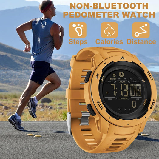 Men's Digital Watch Waterproof Pedometer Watches Sport Watch Step Counter Calorie Military Watch with Stopwatch Alarm LED Backlight Countdown
