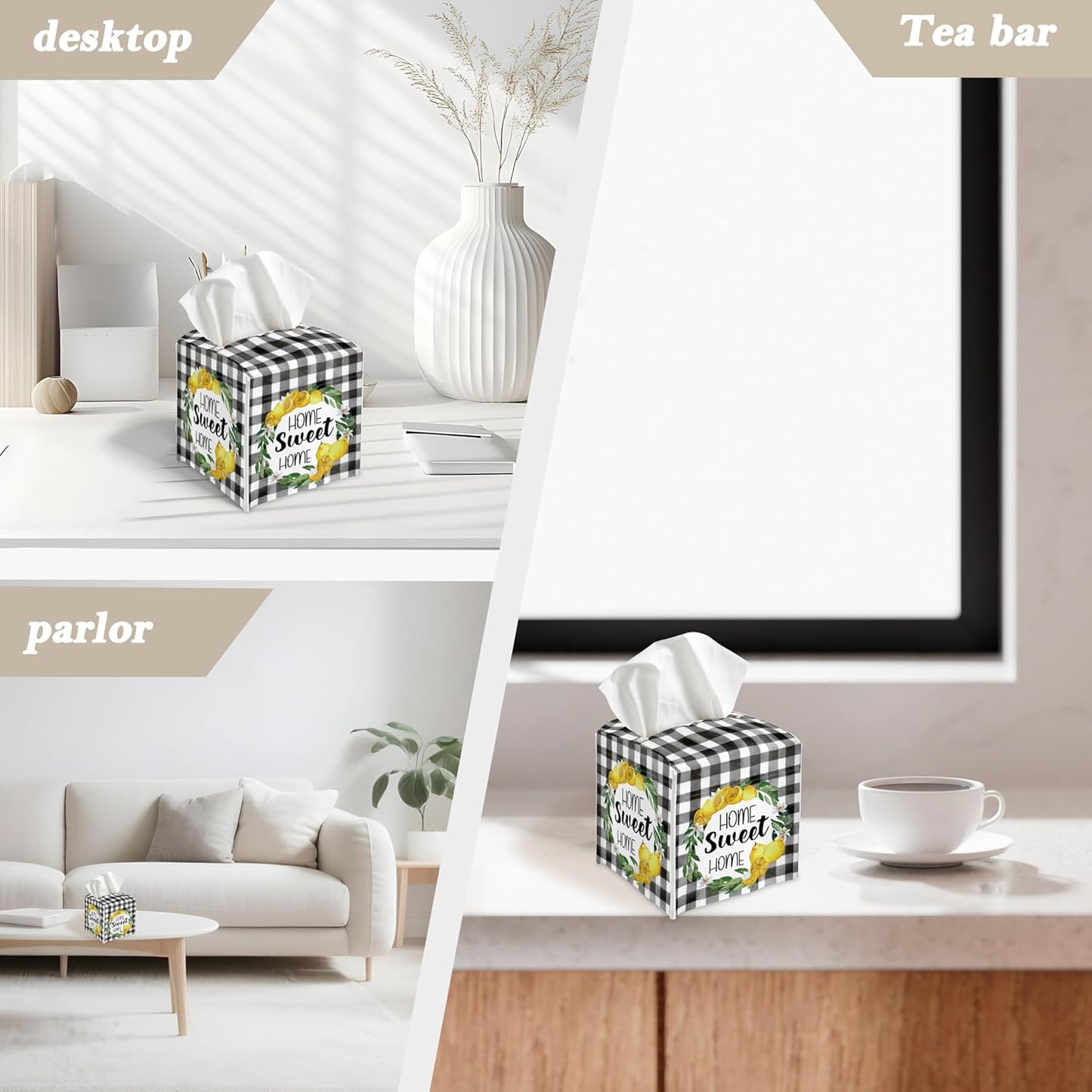 Lemon Leather Tissue Box Sleeve,Home Sweet Tissue Box,Lemon Desktop Decoration, Suitable for Bathroom, Dressing Table and Desk - A10