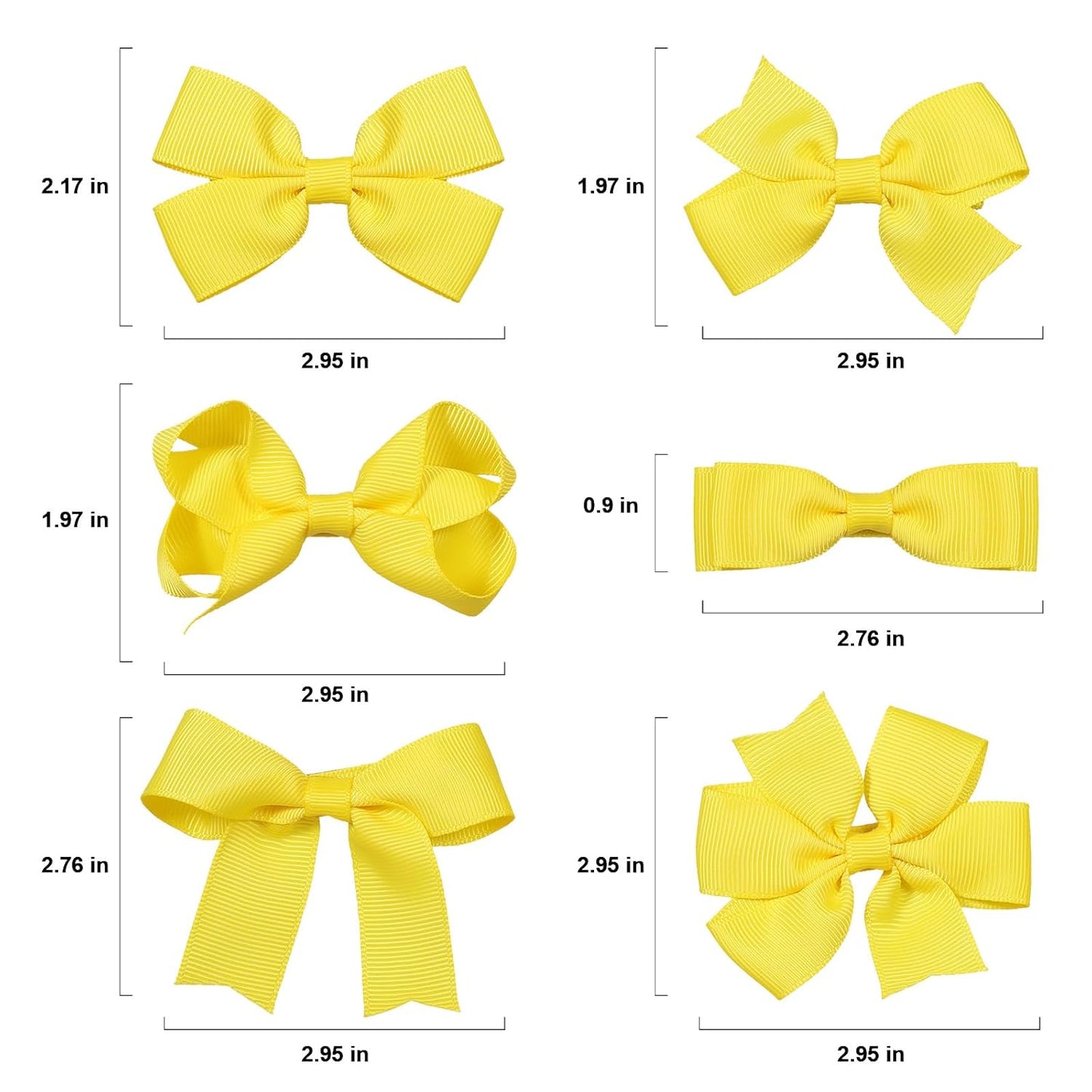 12 Pieces 3" Solid Yellow Hair Bows Alligator Clips for Toddler Teen Baby Girls,Boutique Ribbon Hair Accessory,Secure Non-Slip Barrettes for Kids School, Women Summer Party Gift