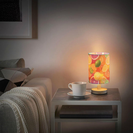Bedside Table Lamp Lemon Yellow Citrus Fruits (23) Kids Nightstand Lamp Night Light Fabric Shade for Bedroom Living Room Home Office