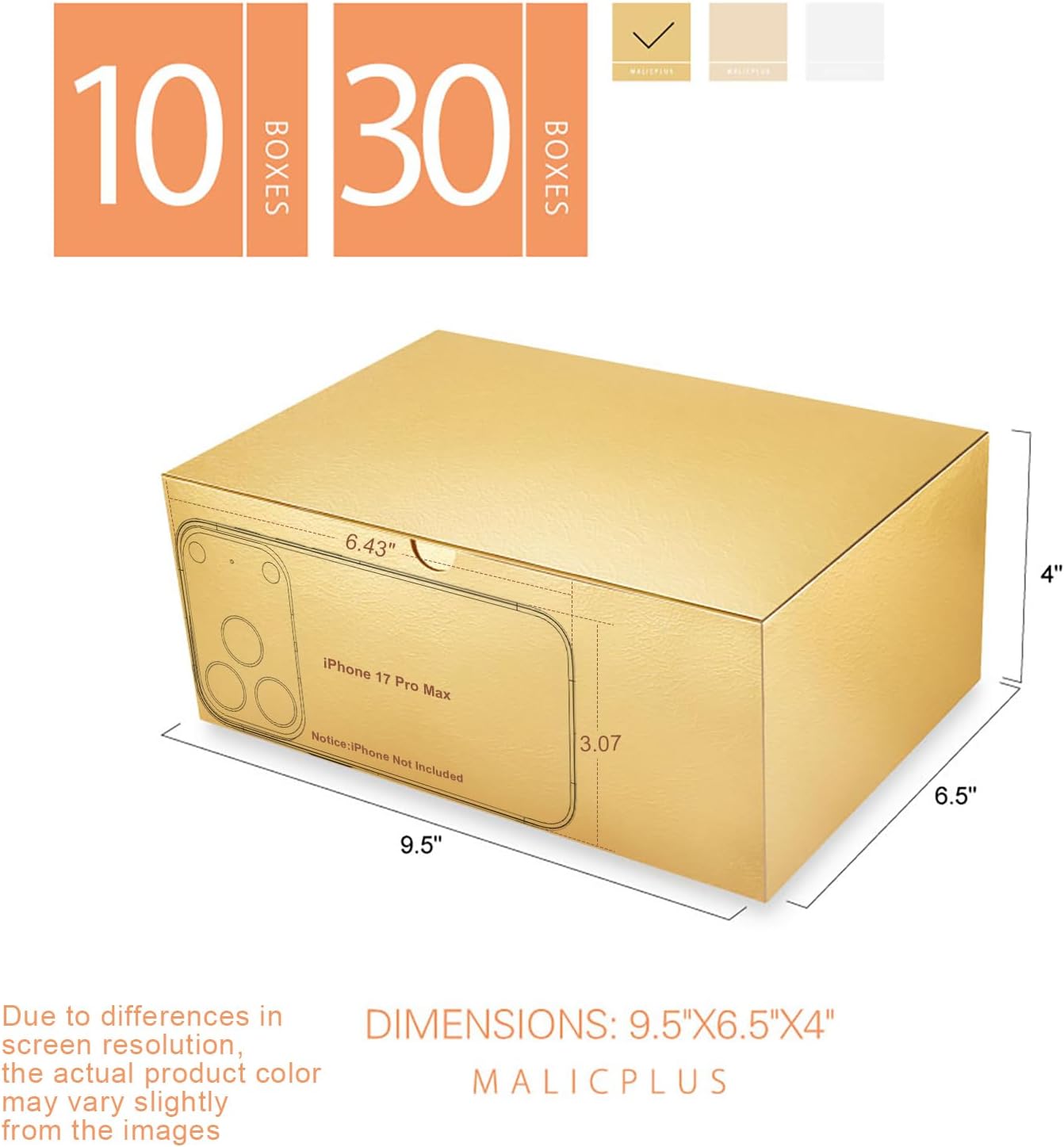 10 Gold Gift Boxes with Lids for Present,Bridesmaid Proposal Box | 9.5x6.5x4 Inch,for Light Weight Gifts,Glossy, with Grass Texture, Paper Bulk, Auto-merge Bottom,for Christmas