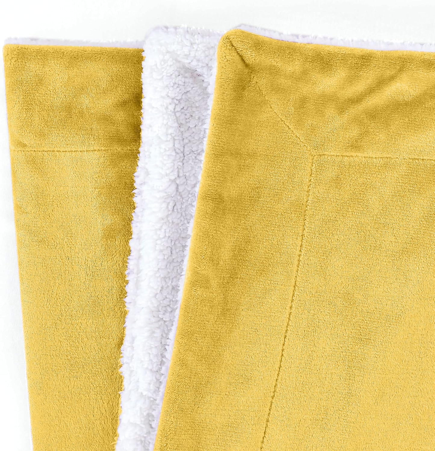 Mocassi Premium Ultra-Soft Velvet Touch Flannel Fleece Sherpa Throw - Warm Cozy Reversible Plush Micromink Throw Blanket for Couch, Bed and Sofa - Fluffy, Christmas Winter Bedding Gift, Yellow