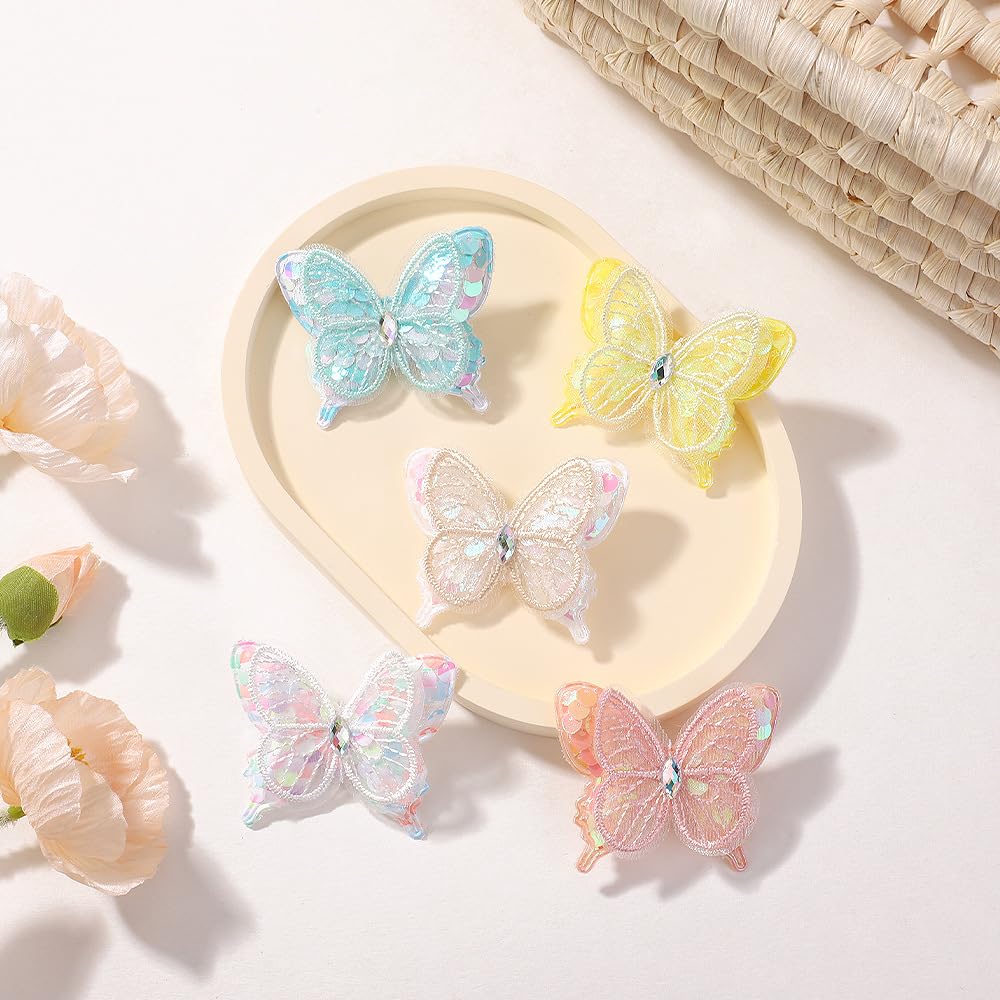Butterfly Hair Clips: Kids Clips (Yellow, 2 Pack of 5 Count) for Birthday, Christmas, Children's Day Gift