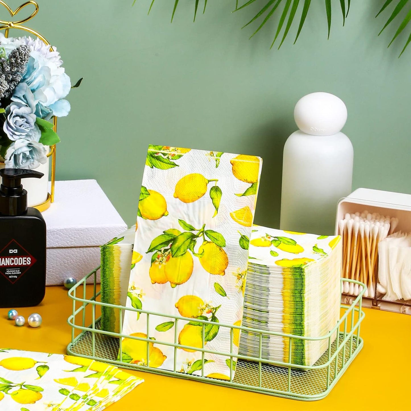 150 Pcs Summer Lemon Disposable Napkins 3 Ply Yellow Lemon Cocktail Paper Napkin Decorative Hand Towels for Wedding Kitchen Bathroom Summer Beverage Baby Shower Party