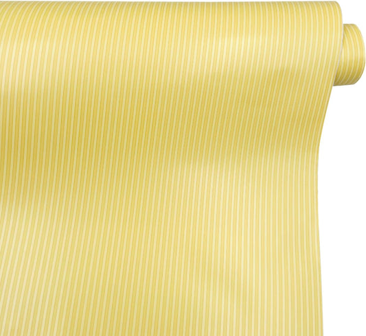 Yifely Yellow White Stripes Shelf Liner Drawer Units Decor Sticker Self-Adhesive Tabletop Protect Paper 17.7 Inch by 9.8 Feet