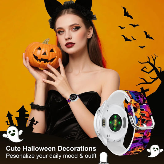 Thanksgiving Band Compatible with Samsung Galaxy Watch 3 45mm, 22MM Quickfit Soft Silicone Halloween Strap Fit for Venu 4 45mm/3/2/Forerunner 570 47mm/970/965/955 Smartwatch for Women Men