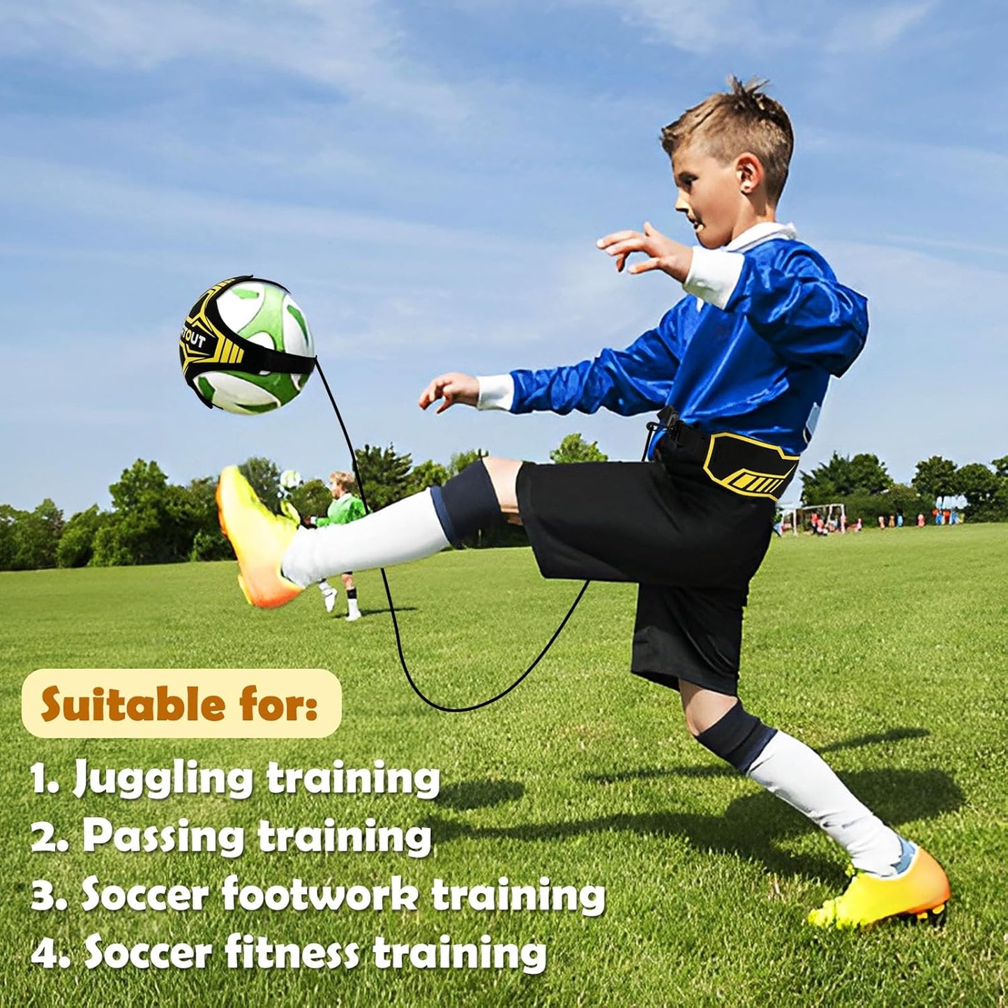 Volleyball/Soccer Training Equipment, Solo Trainer, Adjustable Waist Belt for Kids & Adults