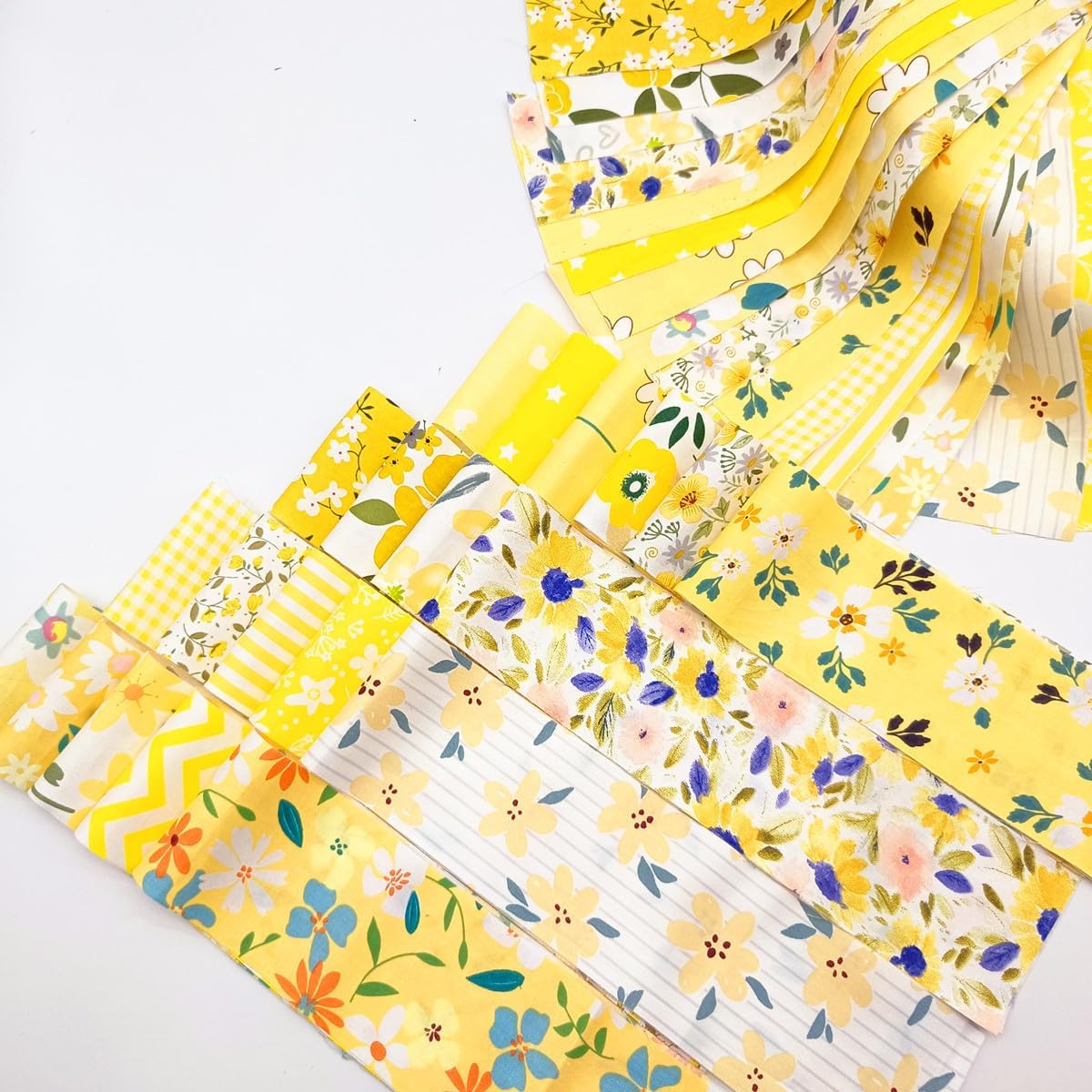 80 Pcs Jelly Roll Fabric Strips for Quilting Fabrics, Sewing Supplies 2.6 Inch Precut Cotton Fabric Bundles, Perfect for Quilt Projects Yellow