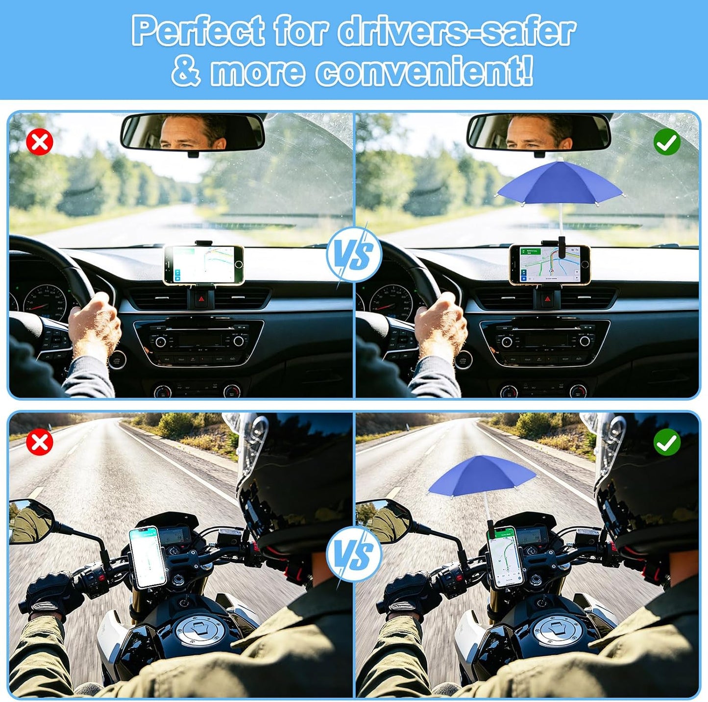 Phone Umbrella with Clip, Flexible Umbrella for iPhone, Mini Umbrella Cell Phone Sun Shade, Anti-Glare Sun Blocker for Smartphones, Portable Phone Umbrella for Sun & Outdoor, Chartreuse