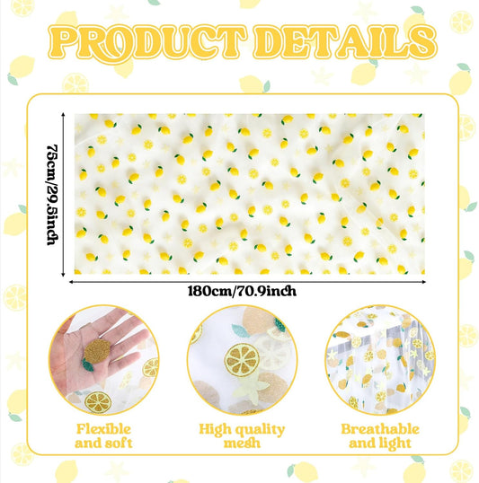4Pcs Lemon Tulle Glitter Table Runner 29 X 70 Inch Summer Lemon Party Decorations Yellow Lemonade Party Decoration Lemonade Tablecloth for Birthday Wedding Baby Shower Home Kitchen Table Decor