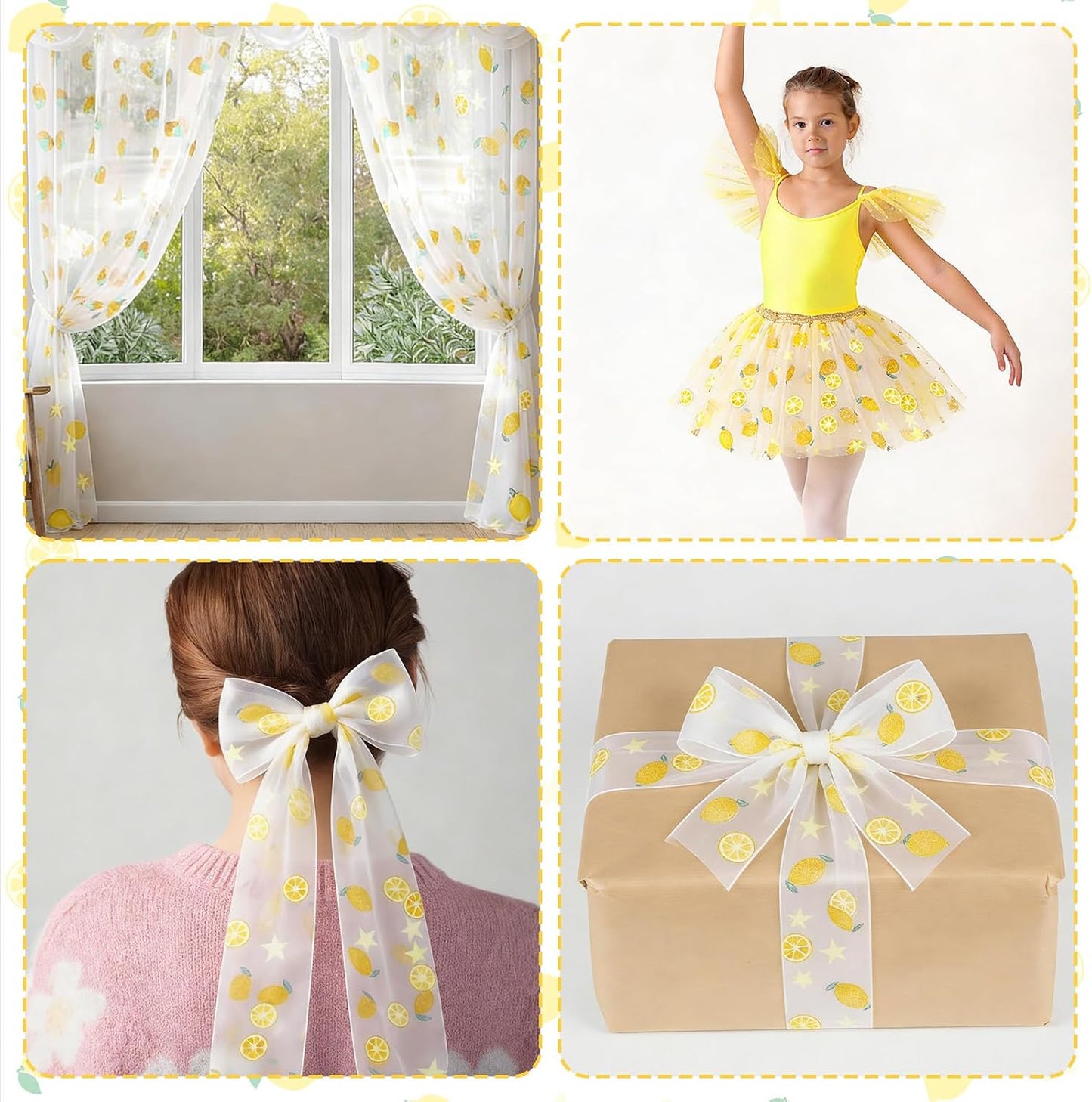4Pcs Lemon Tulle Glitter Table Runner 29 X 70 Inch Summer Lemon Party Decorations Yellow Lemonade Party Decoration Lemonade Tablecloth for Birthday Wedding Baby Shower Home Kitchen Table Decor
