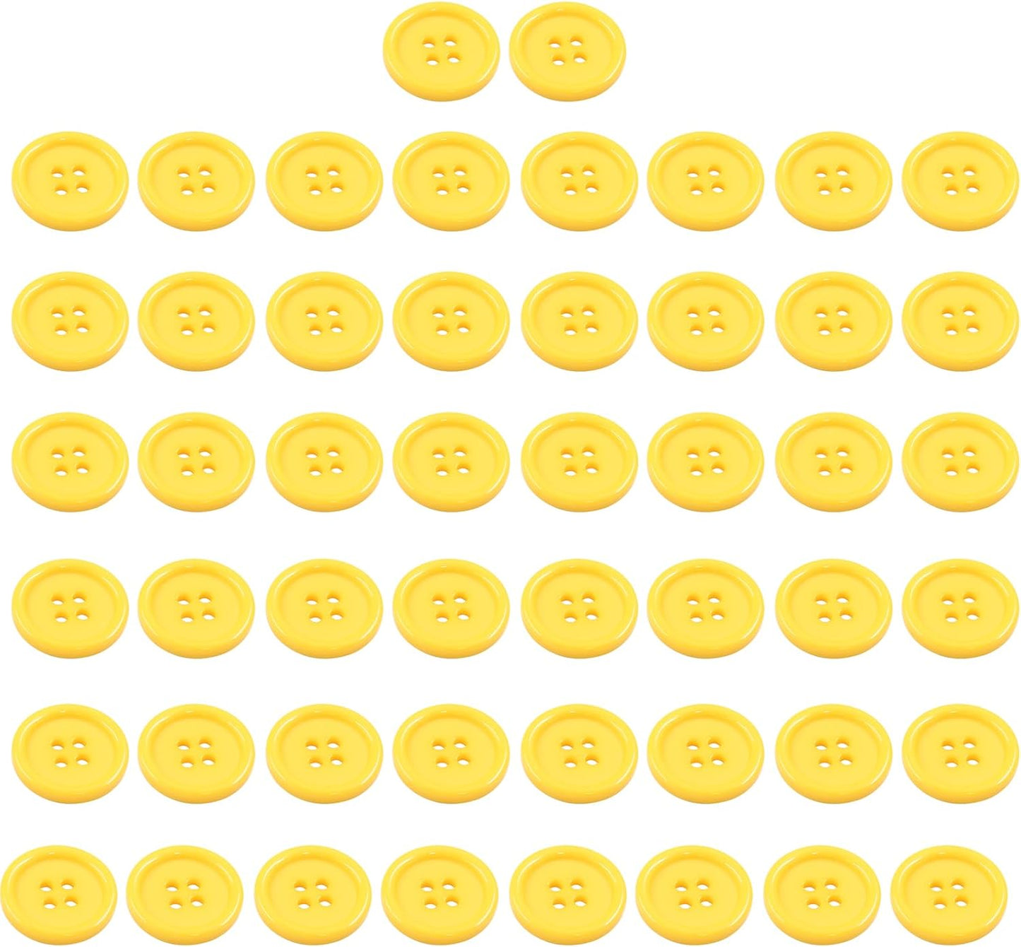 50 PCS Yellow 20mm Round Buttons | 4-Hole, Flatback, Plastic Resin, For DIY Sewing Clothing Crafts