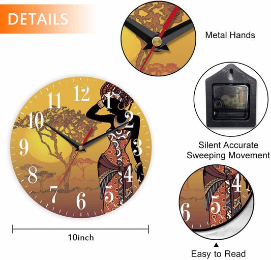 Watercolor Lemon Wall Clock Citrus Fruit on a Branch with Green Leaves Buds and Flowers 10 Inch Silent Non Ticking Battery Operated Clock Vintage Round Clock for Living Room Bedroom Decor