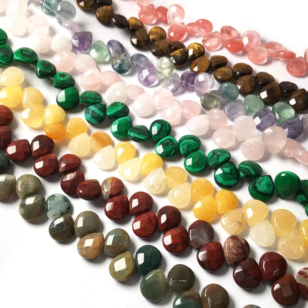 Natural Topaz Stone Beads Waterdrop Shape Faceted Yellow Jade Gemstone Loose Beads for Jewelry Making