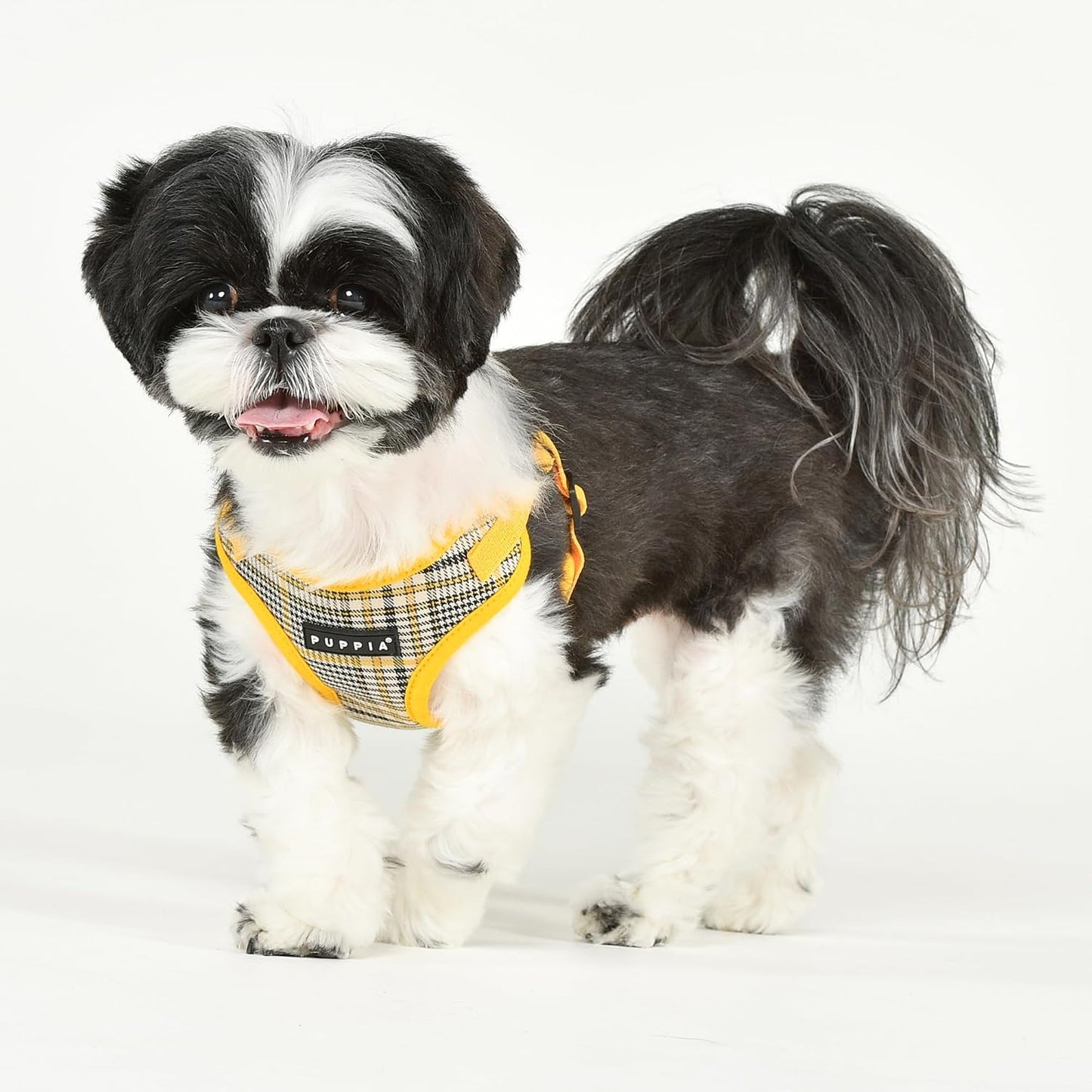 Lucas Dog Comfort Harness C (Step-in) Fashionable Checkered Pattern Spring Summer Harness for Small and Medium Dogs, Yellow, Large