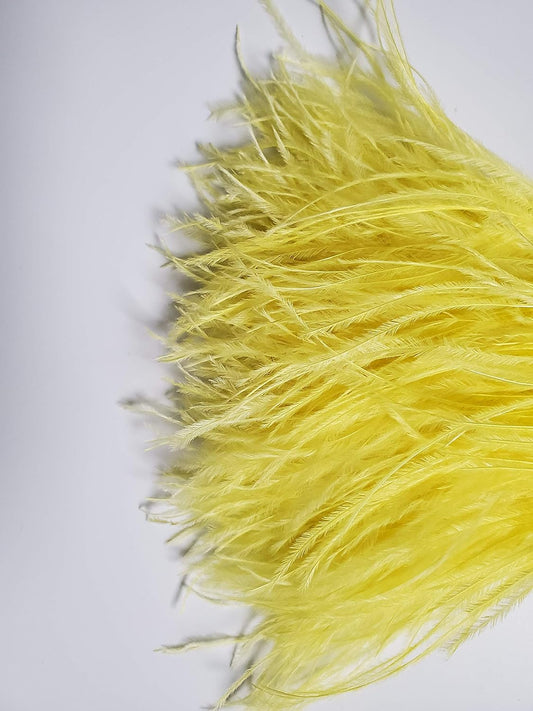 Happy feather 2 Yards 5-6inch Dyed Ostrich Feathers Trim Fringe for DIY Dress Sewing Crafts Costumes Decoration -Yellow
