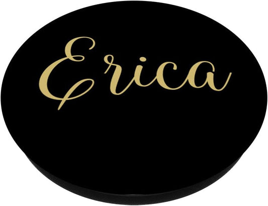 Erica Personalized Yellow and Black Custom First Name PopSockets PopGrip: Swappable Grip for Phones & Tablets