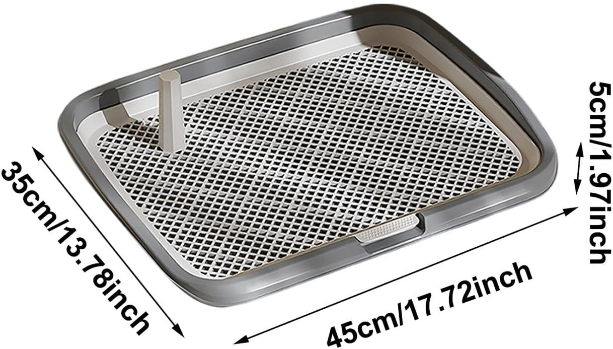 Dog Potty Tray with Guide Pillar, Pet Pee Pad Holder, Indoor Puppy Training Toilet, Heavy Duty Leak Proof Mesh Tray, Washable Dog Litter Box for Small Medium Dogs (Yellow, Small)