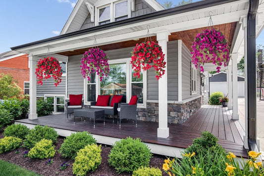 Artificial Hanging Flower Baskets for Spring Decoration, Outdoor Fake Plant Faux Silk Hibiscus Long Vines in Planter UV Resistant Realistic Flowers for Outside Porch Patio Home Decor, Yellow