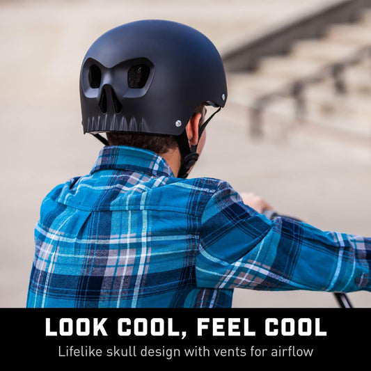 Street Hardshell Skull Bike Helmet, Multi Sport, Multiple Colors