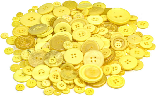 200PCS Round Resin Buttons, Mixed Yellow, for Sewing and Crafts | Assorted Resin Buttons for Sewing, Crafts, DIY Projects, Painting and Handmade Ornaments