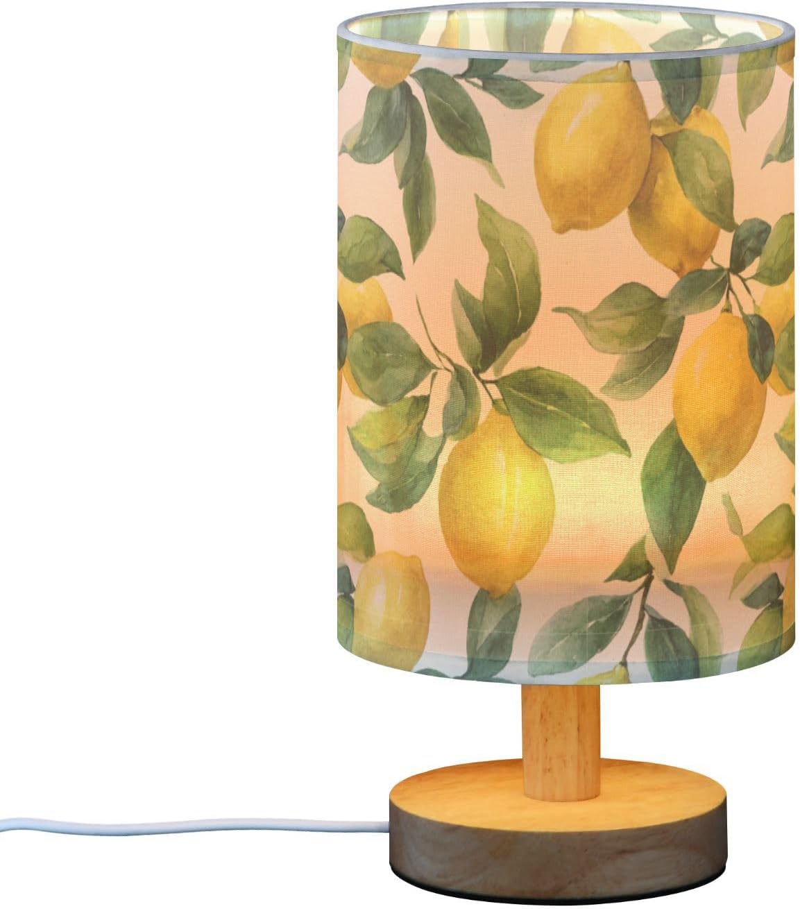 Bedside Table Lamp Lemon Yellow Citrus Fruits (67) Kids Nightstand Lamp Night Light Fabric Shade for Bedroom Living Room Home Office