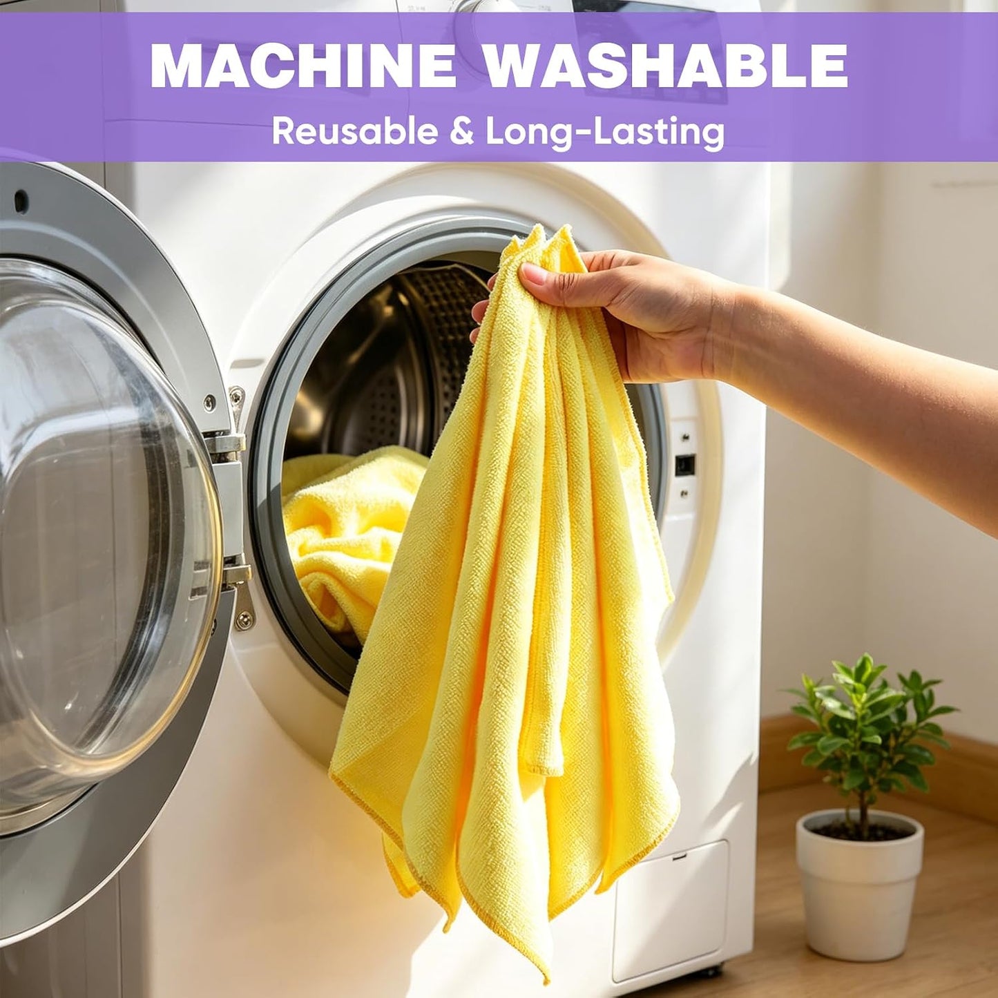 10 PCS Yellow Microfiber Cleaning Cloths, Highly Absorbent Microfiber Towels for Car, Kitchen, Bathroom and Household Cleaning, 11.8" X11.8