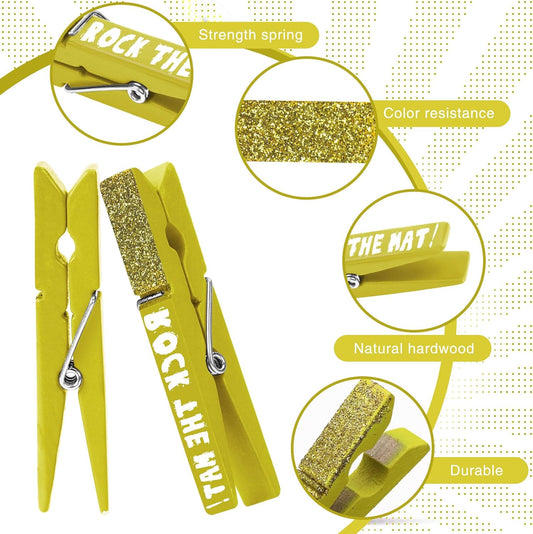 30 Pcs Spirit Clips Cheer Pins Cheerleader Gifts Clothes Pins for Backpacks Competition Glittered for Team Cheer Gifts Stuff Supplies Party Favors Accessories Bulk(Yellow,Shiny)
