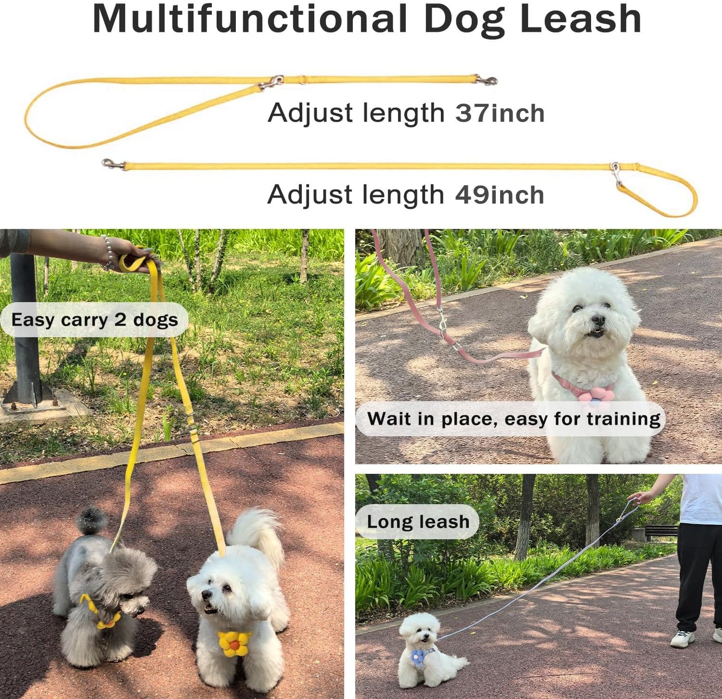 No Pull Dog Harness and Leash Set for Small Sized Dog Training with Multifunction Dog Leash, Soft Adjustable No Choke Escape Proof Pet Harness for Small and Medium Dog (Yellow, XXS)